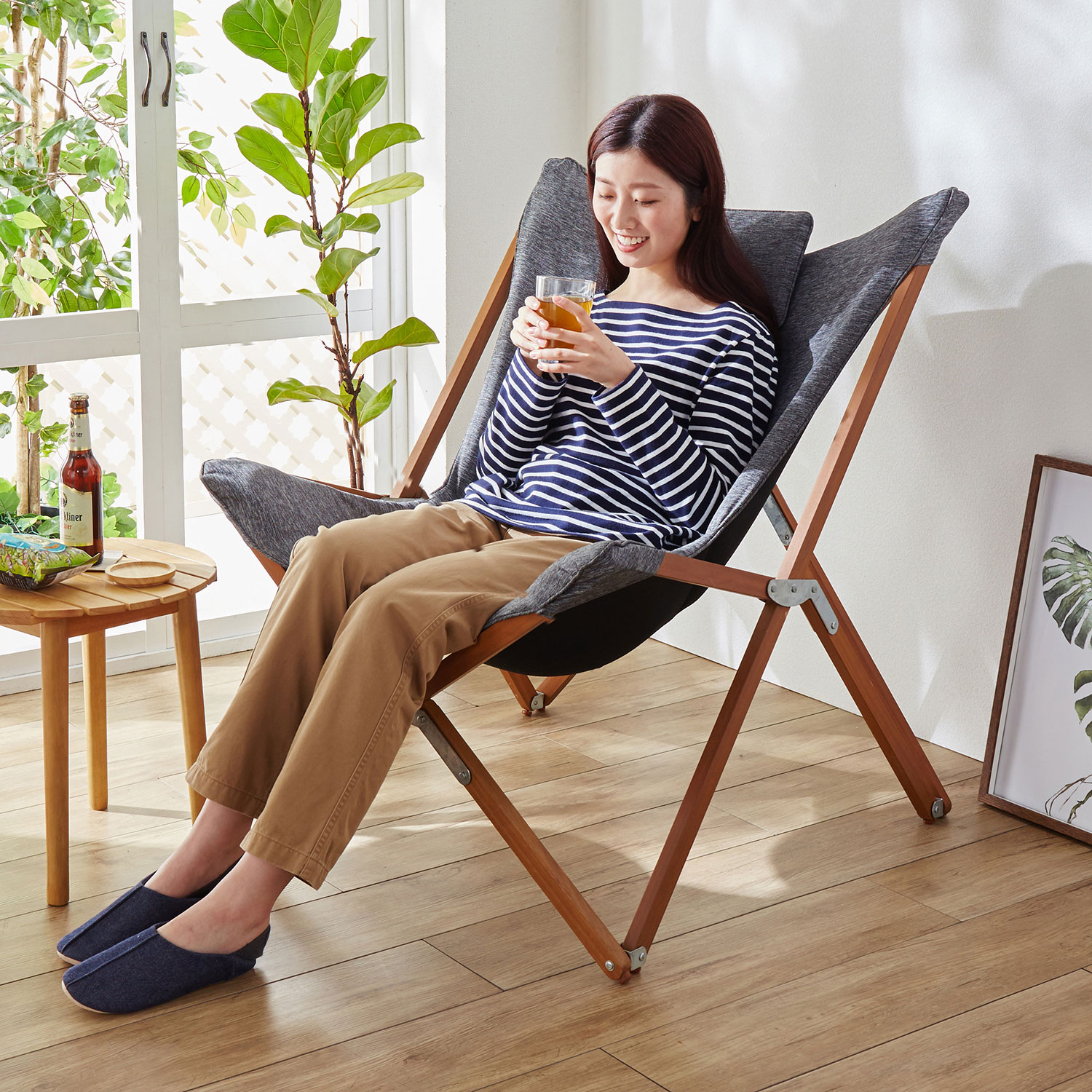 【ベルメゾン】折り畳み式ガーデンリラックスパーソナルチェア 【ベルメゾン】折り畳み式ガーデンリラックスパーソナルチェア