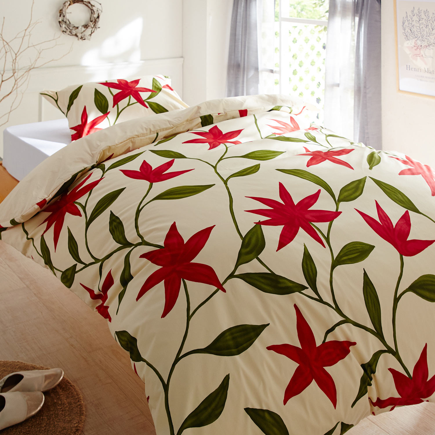 【シビラ/Sybilla】年中使える綿素材の掛け布団カバー(フローレス) 【シビラ/Sybilla】年中使える綿素材の掛け布団カバー(フローレス)