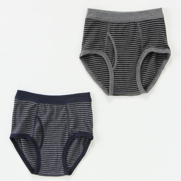 【SOKY】【2枚組】シンプルボーダーブリーフ(綿素材・通年・通園通学)【子供】