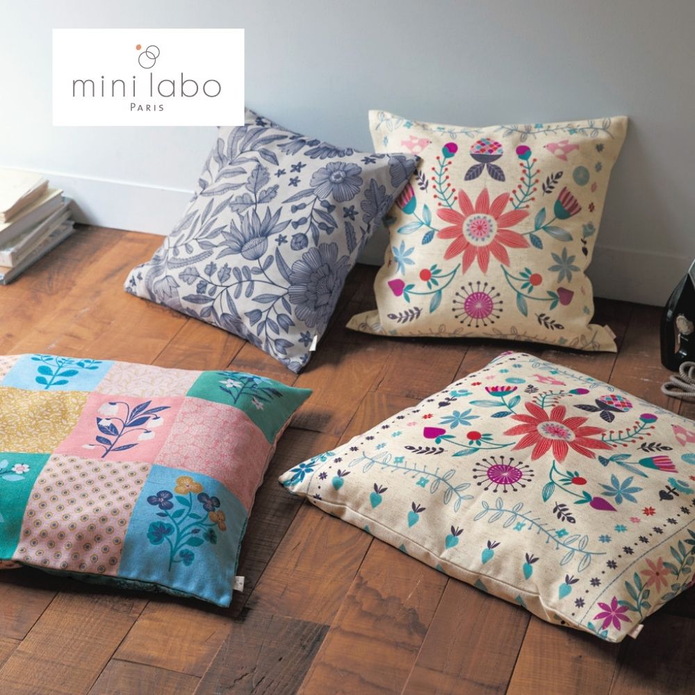 【ミニラボ/mini labo】麻入り素材のクッション・座布団・長座布団カバー 「ミニラボ」