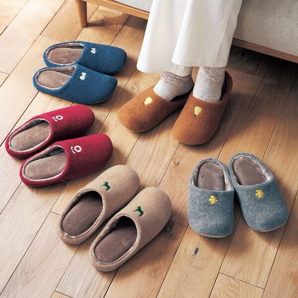 【ベルメゾン】シンプル北欧調デザインの低反発ウレタン入り洗えるあったかボアスリッパ 【冬スリッパ】