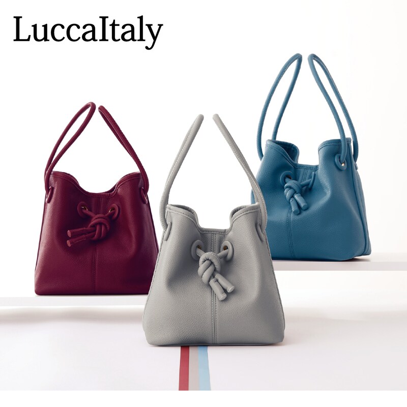 9月30日販売終了 ロープ風持ち手 本革使い巾着手提げバッグ ルカ イタリー Lucca Italy 通販のベルメゾンネット