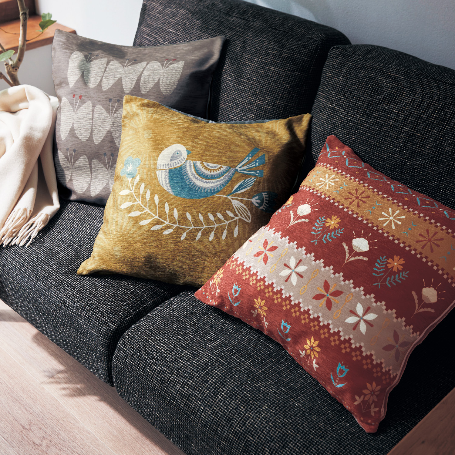 北欧調デザインのシェニール織り風クッション 座布団カバー 通販のベルメゾンネット 北欧調デザインのシェニール織り風クッション 座布団カバー 通販のベルメゾンネット