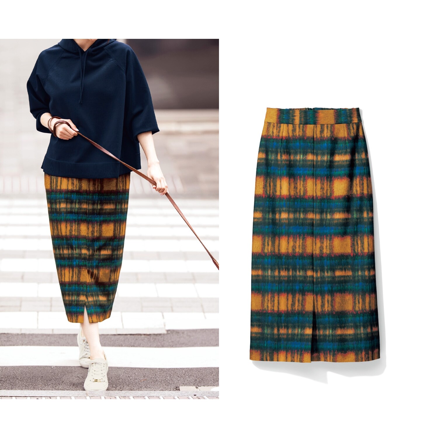 【スタイルノート/StyleNote】シャギー調プリントのIラインスカート