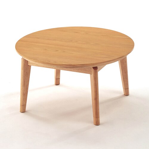 ヒーターが選べる年中使えるデザインにこだわった円形こたつテーブル