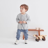 ヴィンテージブルーチェック／モデル身長82㎝・80サイズ着用