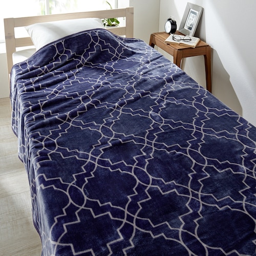モロッカン風デザインのなめらかニューマイヤー毛布