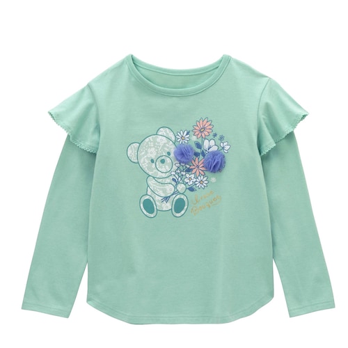 フラワーモチーフ肩フリル長袖Ｔシャツ 【子供服】