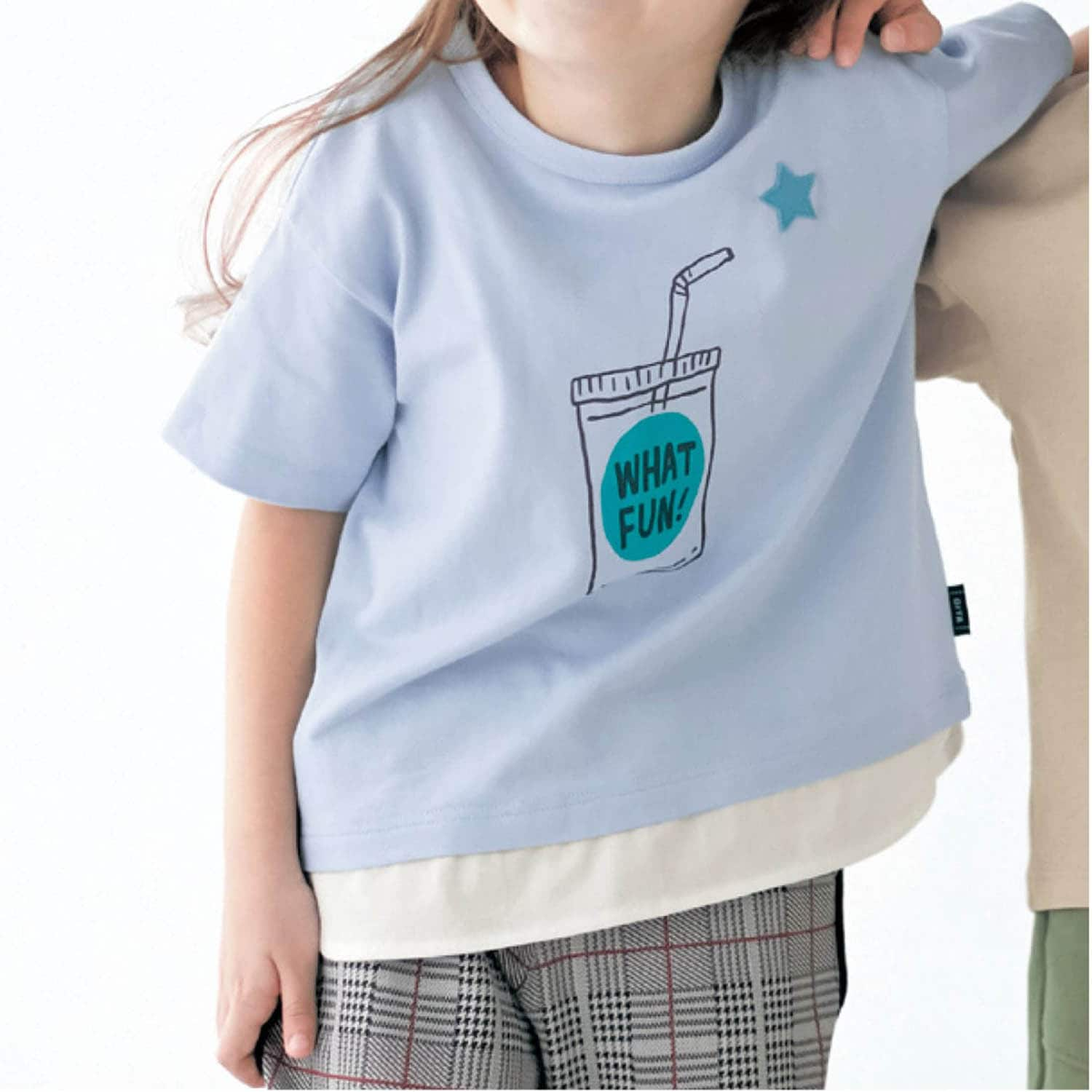 名札ココ選べるプリント裾レイヤードゆるシルエット半袖Ｔシャツ【子供