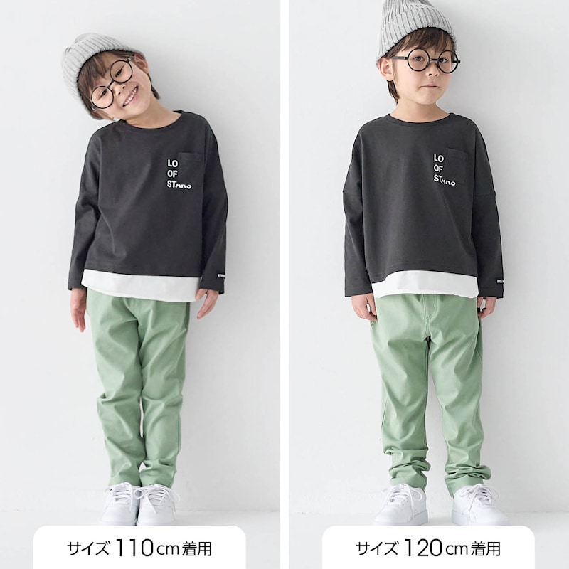 サイズ別着用比較／モデル身長107cm