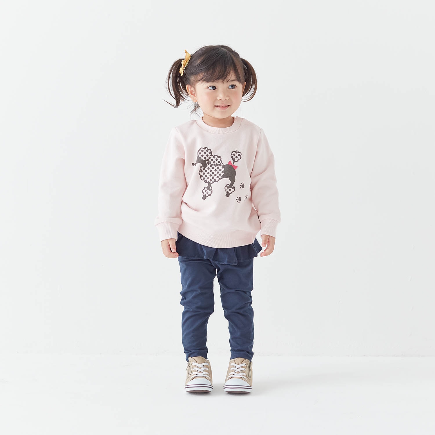 ハンカチが入るポケット付きのびるんウエストフリルレギンスパンツ