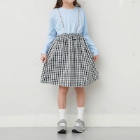 サックス×ブラックギンガムチェック／モデル身長132cm・130サイズ着用