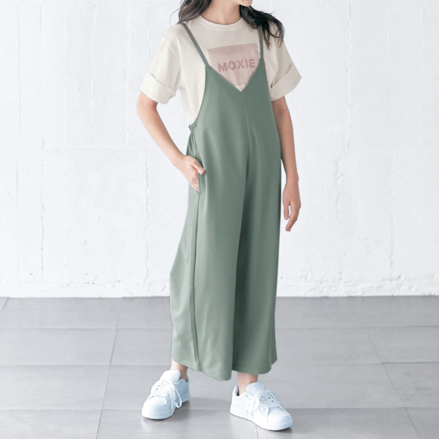 【ベルメゾン】バッククロスVネックサロペット 【子供服】