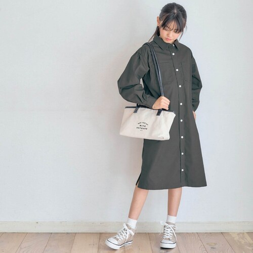 パフスリーブシャツワンピース 【子供服】