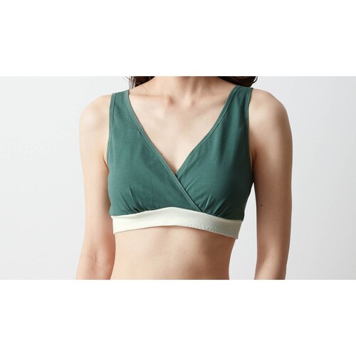 産後授乳にも便利！マタニティサイズラクちん配色ハーフトップ 【瞬間授乳】