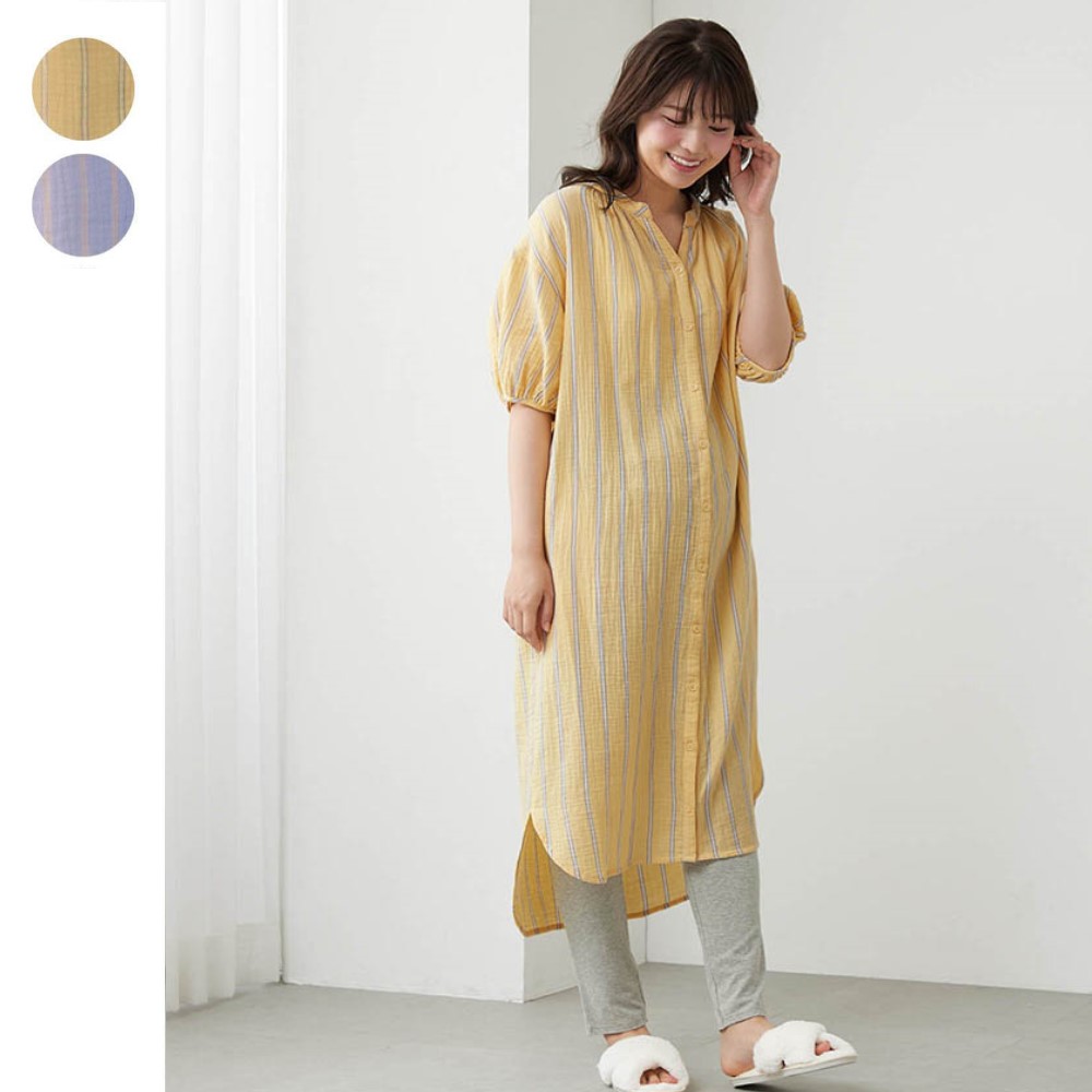 【ベルメゾン】入院準備に!マタニティサイズダブルガーゼ半袖ワンピース & レギンスパジャマ 【産前・産後】