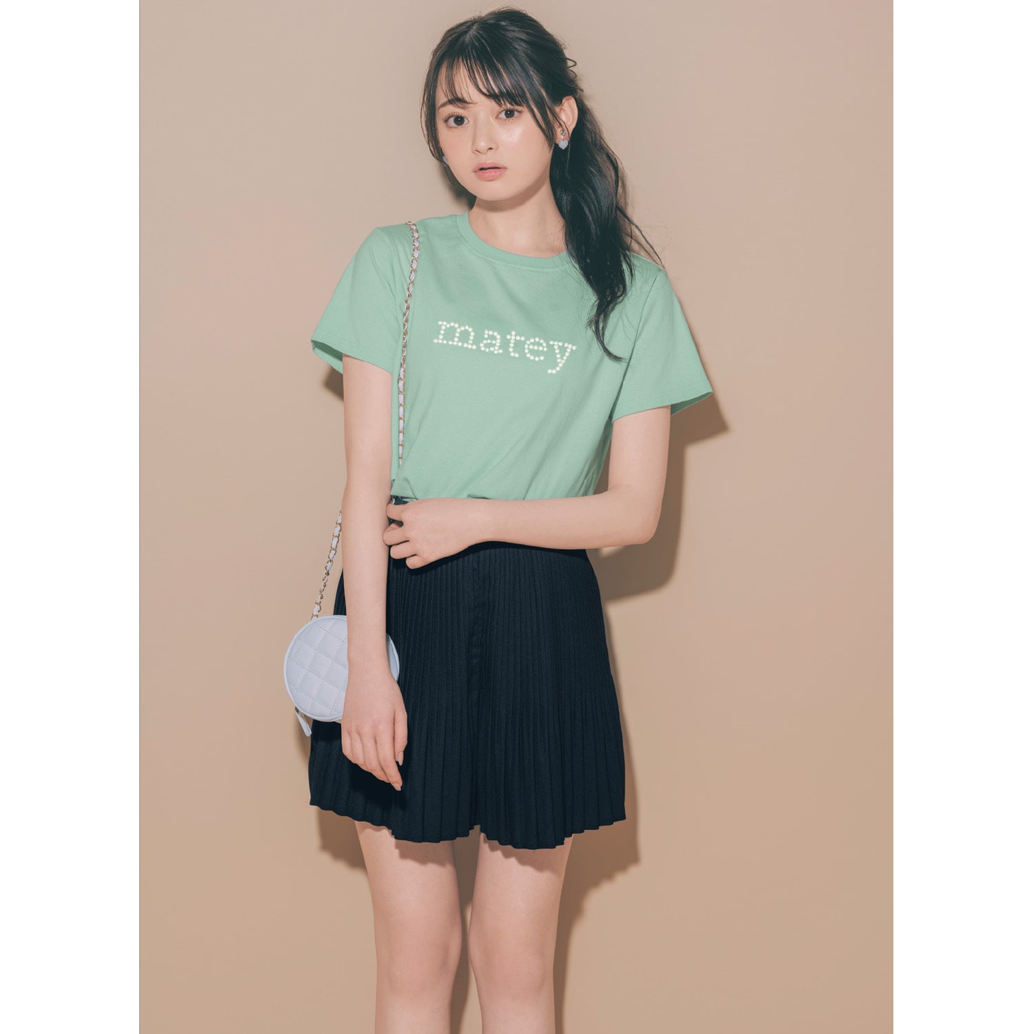 パール調ロゴ入り綿素材半袖Ｔシャツ 【子供服】(パペル ラピス/Papel