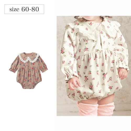 気分華やぐ襟付きロンパース 【ベビー服 長袖】