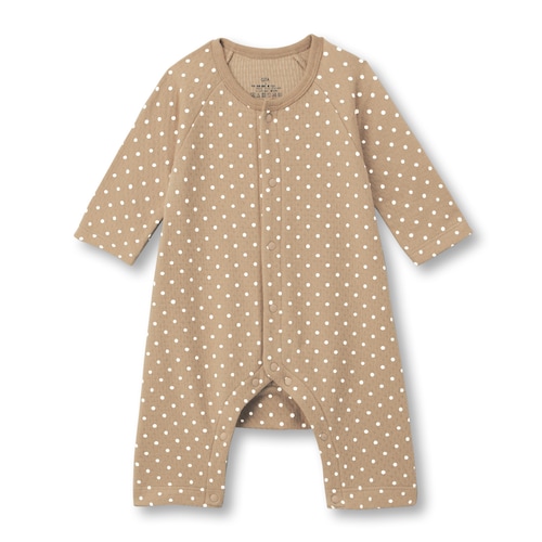 あったかソフトキルト長袖前開きカエルロンパース 【ベビー服】