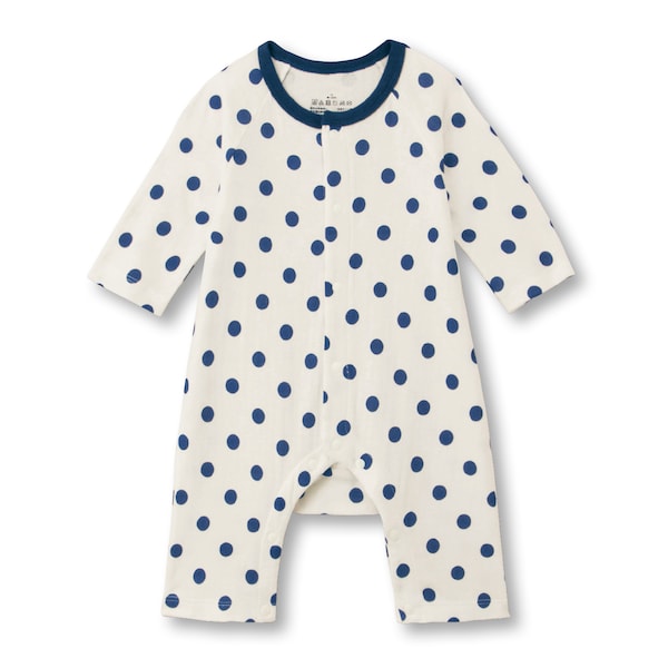 【ベルメゾン】ふんわり接結天竺長袖前開きカエルロンパース 【ベビー服】