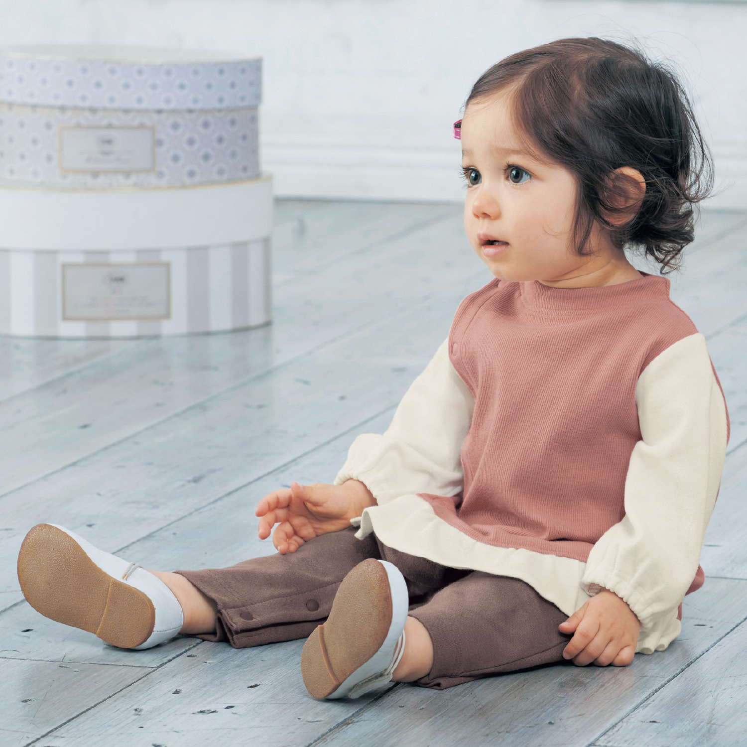 【ベルメゾン】ベストドッキング風前開きカエルロンパース 【ベビー服 長袖】