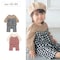 胸リボンセットアップ風前開きカエルロンパース 【ベビー服 長袖 きょうだいリンク】