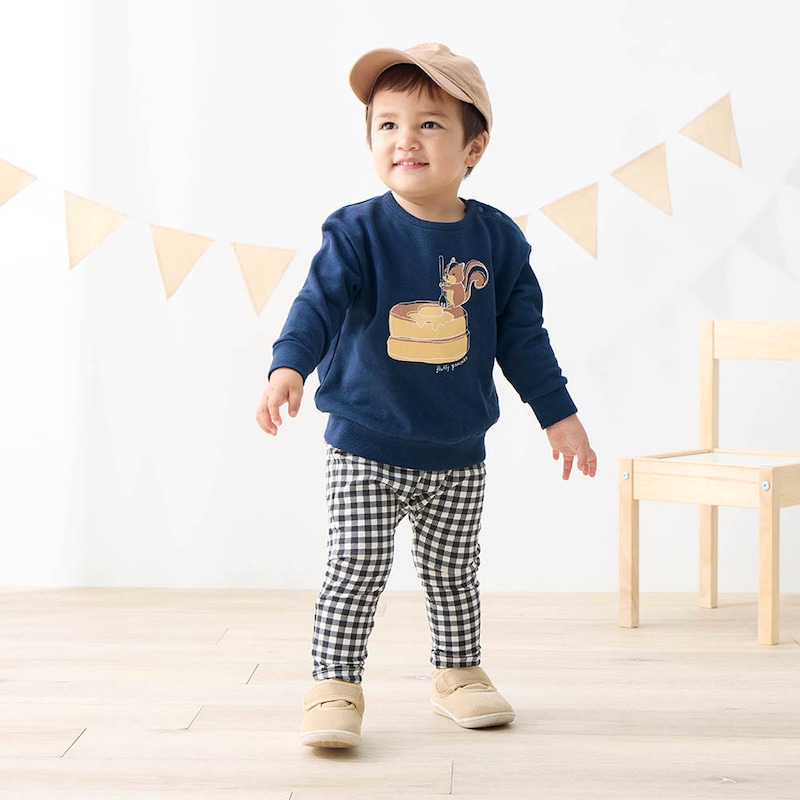 ブラックギンガム／モデル身長83cm・80サイズ着用・体重12.6㎏