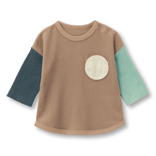 胸丸ポケット配色Ｔシャツ 【ベビー服 長袖】