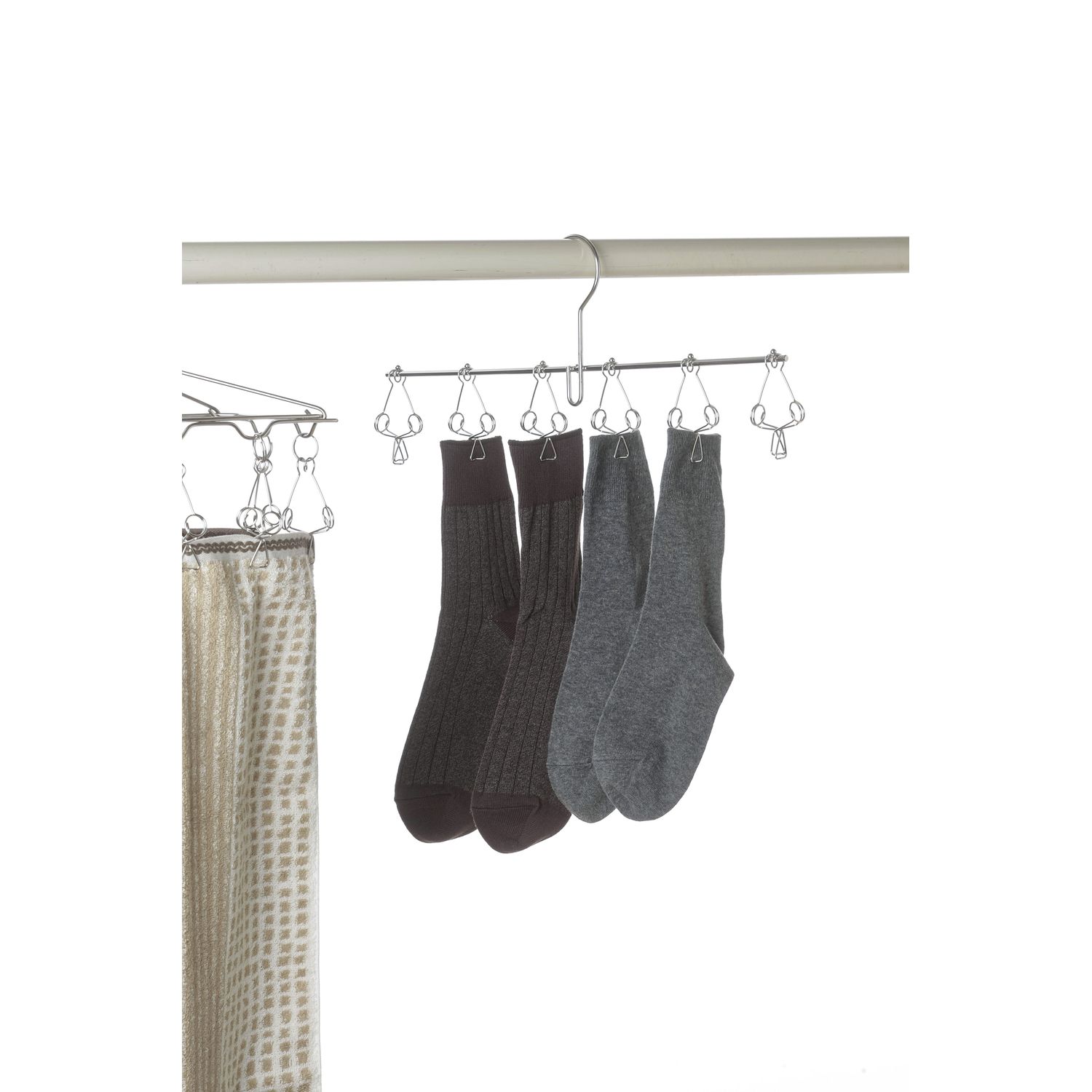 【家事問屋】軽い力で開閉しやすいステンレス製洗濯ピンチハンガー