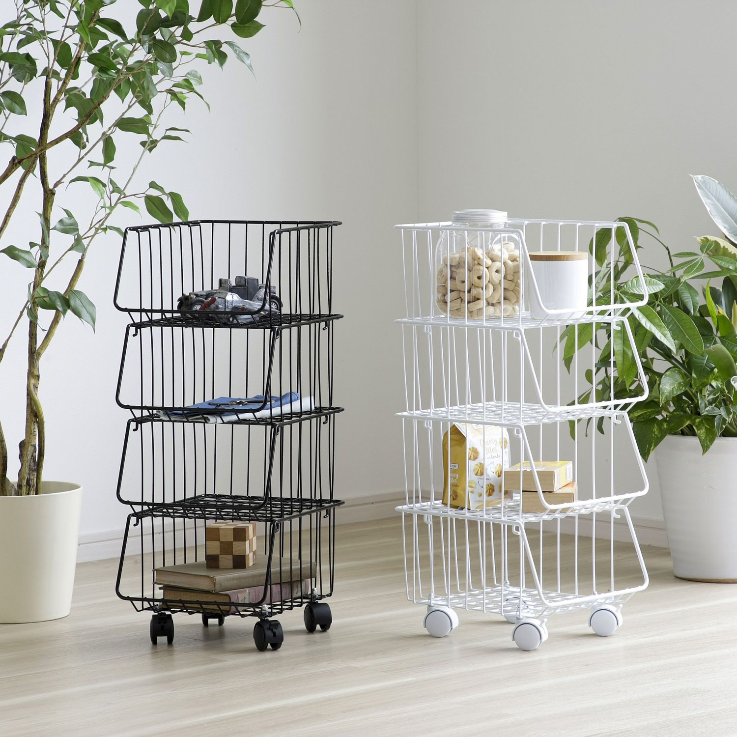 【ベルメゾン】燕三条で作るキャスター付き4段キッチンスタッキングバスケット[日本製]