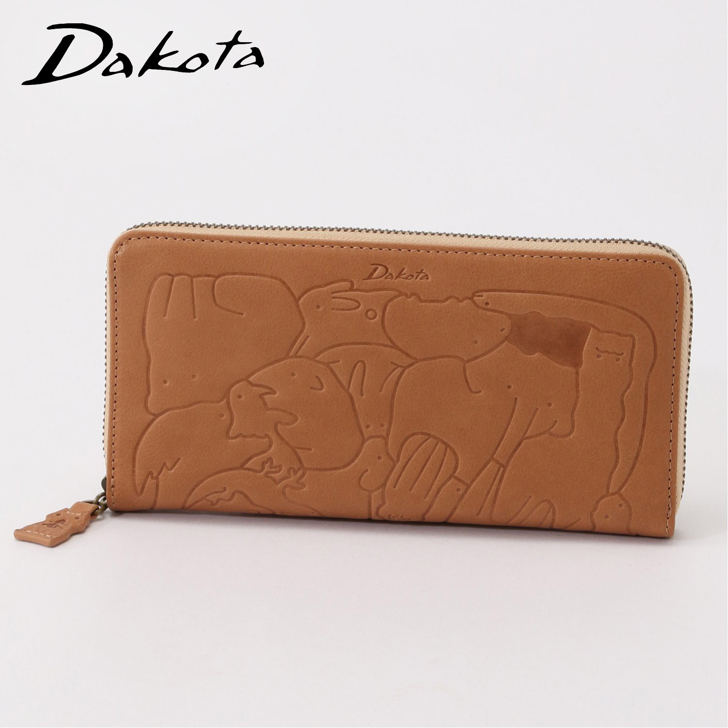 【ダコタ/Dakota】動物パズル柄の本革型押し長財布