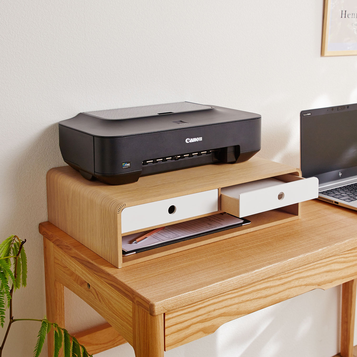 【ベルメゾン】曲木の収納付きプリンター台 【ベルメゾン】曲木の収納付きプリンター台