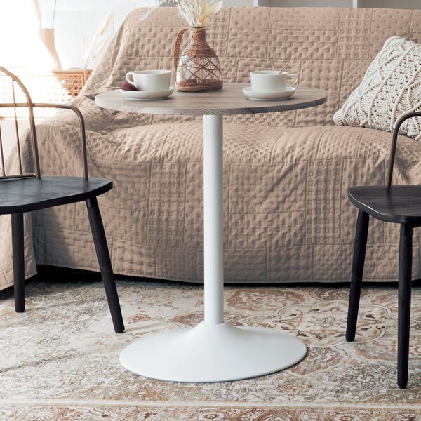 【ベルメゾン】エイジング木目天板の円形カフェテーブル