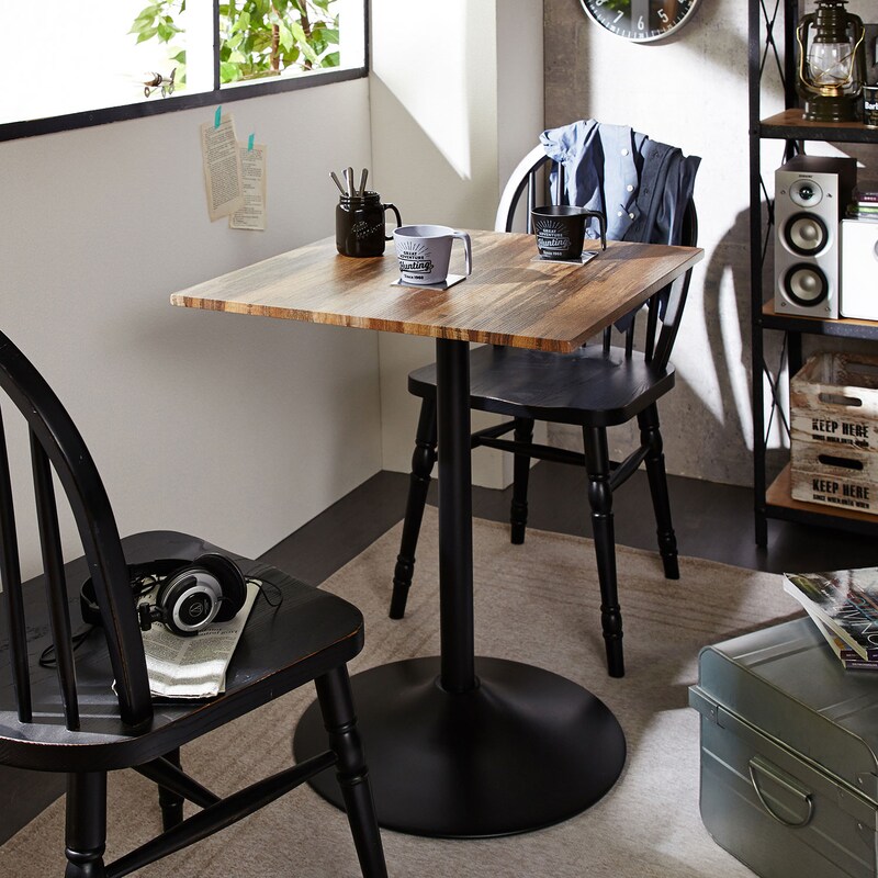 2台セット カフェテーブル ブラウン色60丸サイズ 長けれ 