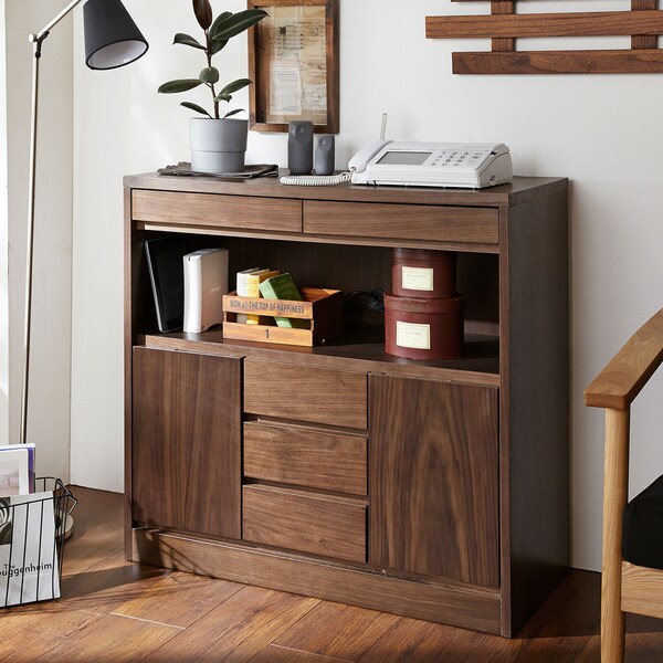 【ベルメゾン】ウォルナット材の木目が美しい電話台