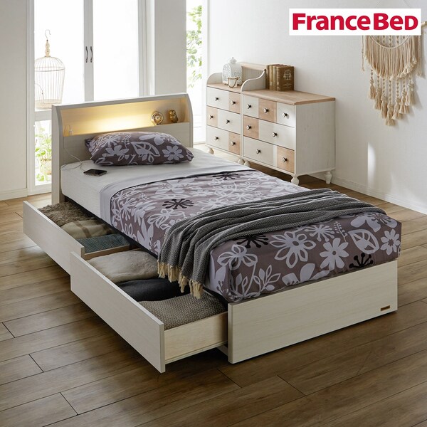 【フランスベッド】LED照明コンセント付き引出し収納ベッド