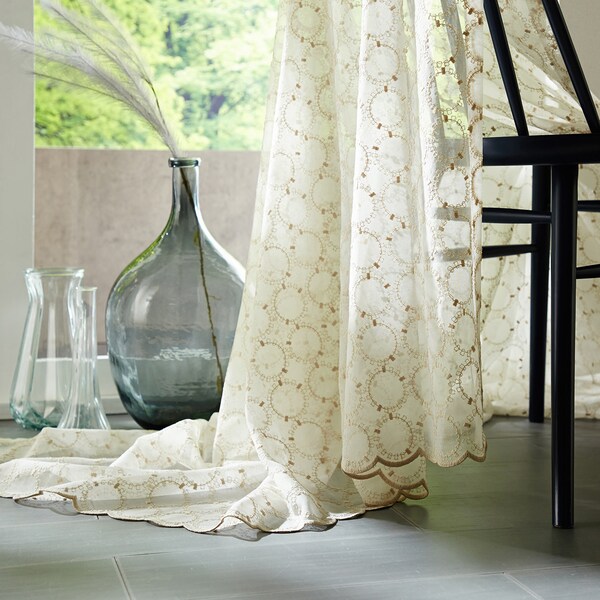 【ベルメゾン】【99サイズ】 サークルデザインのトルコ刺繍レースカーテン