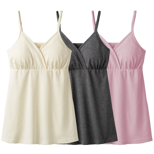 【瞬間授乳】産後授乳にも便利！マタニティサイズブラキャミソール３枚セット