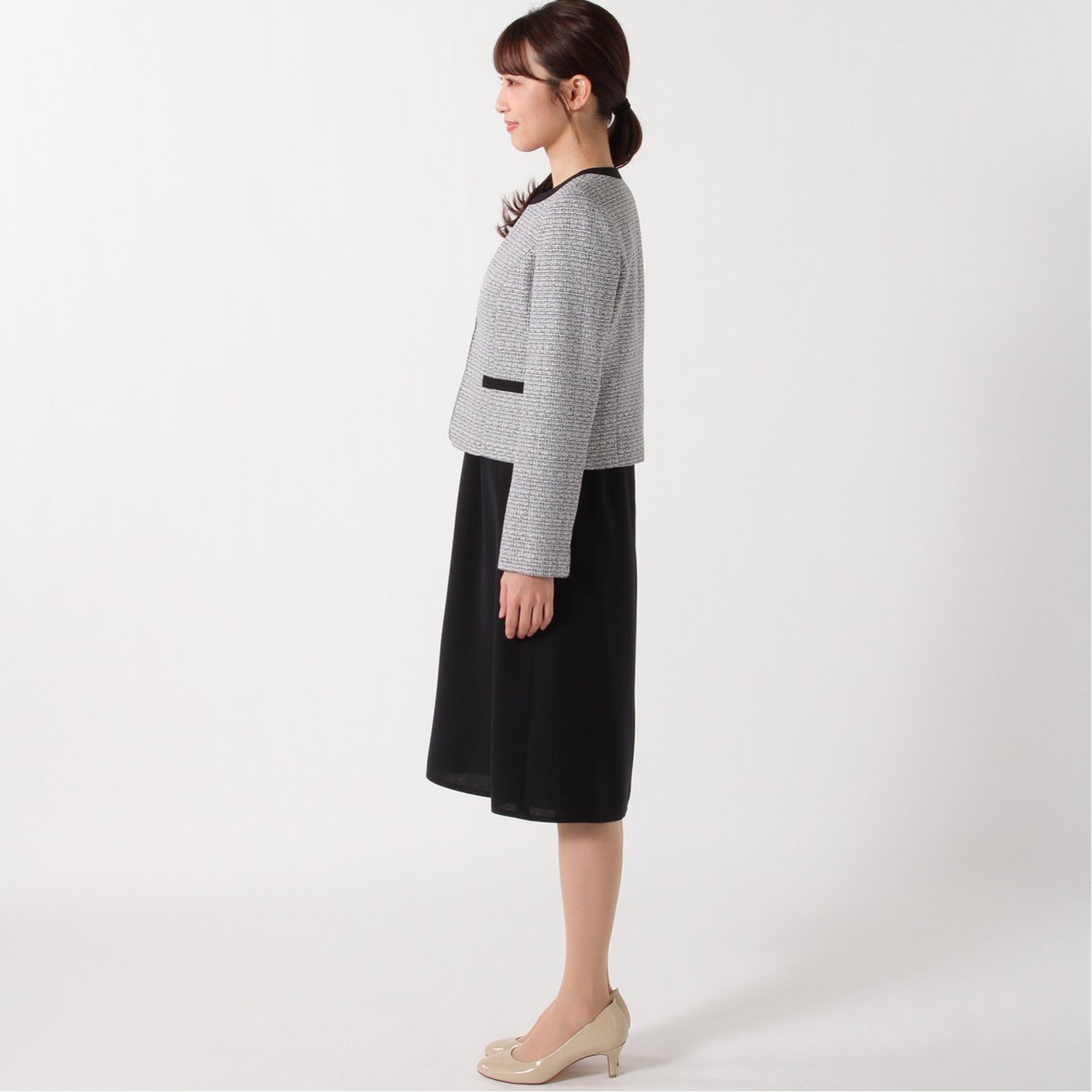 ノーカラージャケット v開きジャケット レースワンピース 3点セット 通販のベルメゾンネット ノーカラージャケット v開きジャケット レースワンピース 3点セット 通販のベルメゾンネット