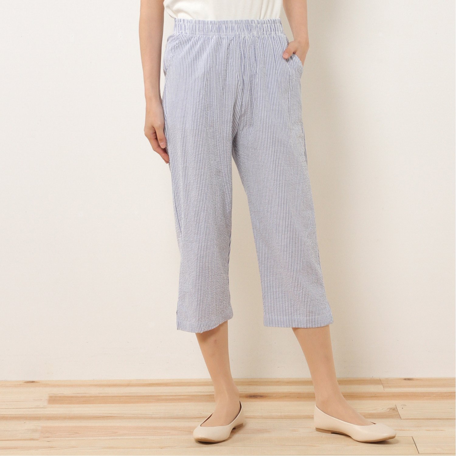 シアサッカースリット入り7分丈ルームウェアパンツ 通販のベルメゾンネット シアサッカースリット入り7分丈ルームウェアパンツ 通販のベルメゾンネット