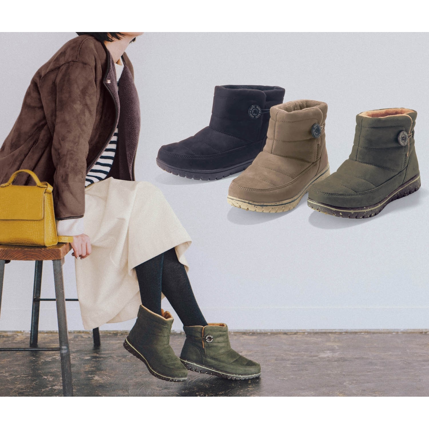 ワンタッチスパイク付き防滑ショートブーツ ノース デート North Date 通販のベルメゾンネット ワンタッチスパイク付き防滑ショートブーツ ノース デート North Date 通販のベルメゾンネット