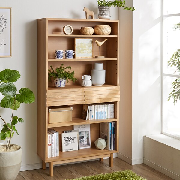 【ベルメゾン】アルダー材を使った引出し付きリビングラック