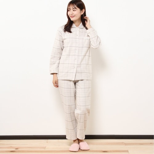レディース 【日本製】あったか綿毛布シャツパジャマ