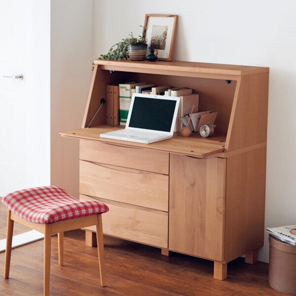 【ベルメゾン】アルダー材のライティングビューロー