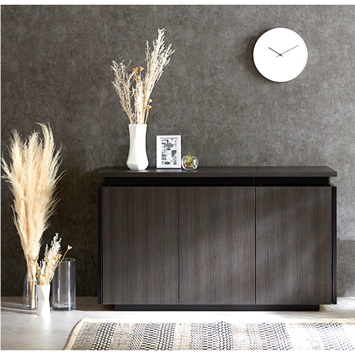 【ベルメゾン】[日本製]木目調スライド棚付きモダンキャビネット[日本製]