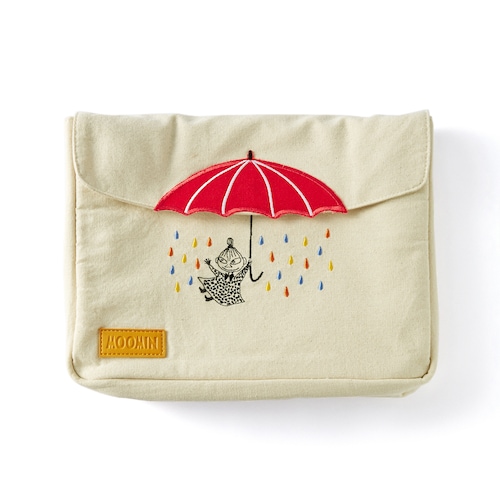 綿麻風素材のアップリケ刺繍付きタブレットケース「ムーミン」