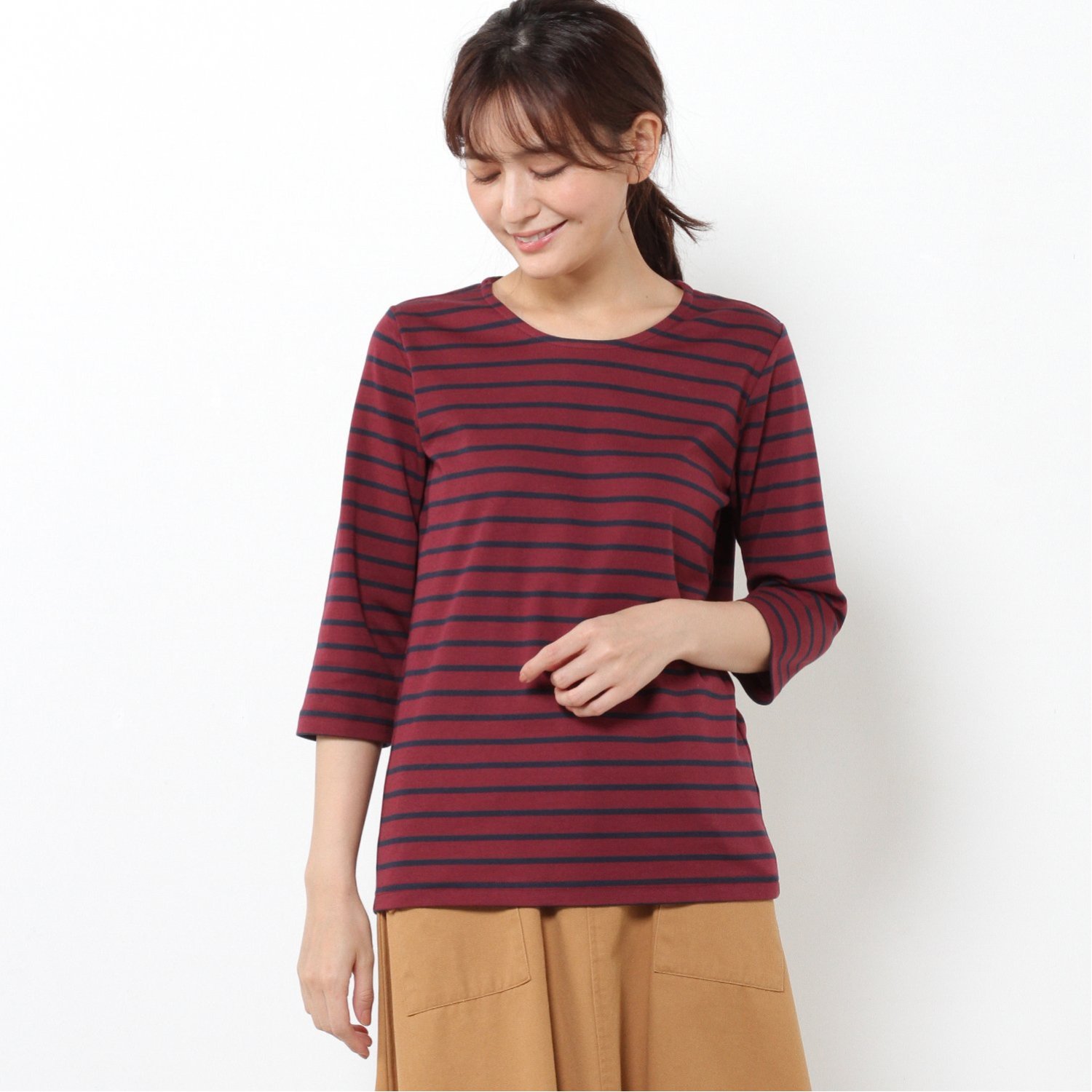 プレミアムコットンボーダー7分袖Tシャツ【CLOTHES TRUCK】(クローズトラック/CLOTHES TRUCK)|通販のベルメゾンネット プレミアムコットンボーダー7分袖Tシャツ【CLOTHES TRUCK】(クローズトラック/CLOTHES TRUCK)|通販のベルメゾンネット