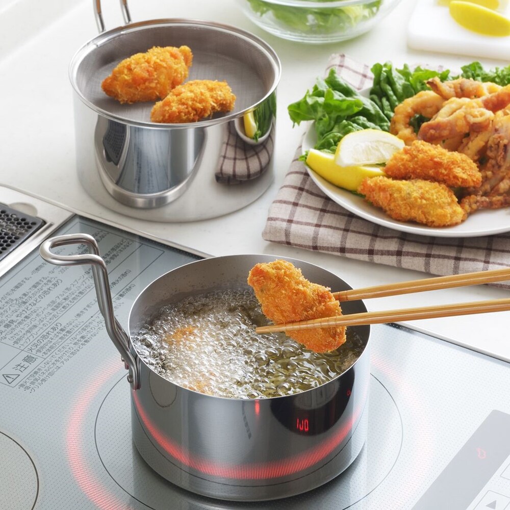 【ベルメゾン】オイルポットとして使えるコンパクト収納ステンレス製揚げ物鍋[日本製]