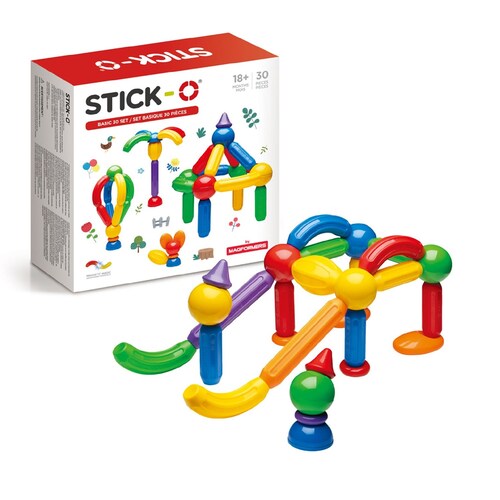 【知育玩具／かたち】 磁石でくっつくスティック・オー ベーシック３０ピース 【１．5才頃～】（スティック・オー/STICK-O）