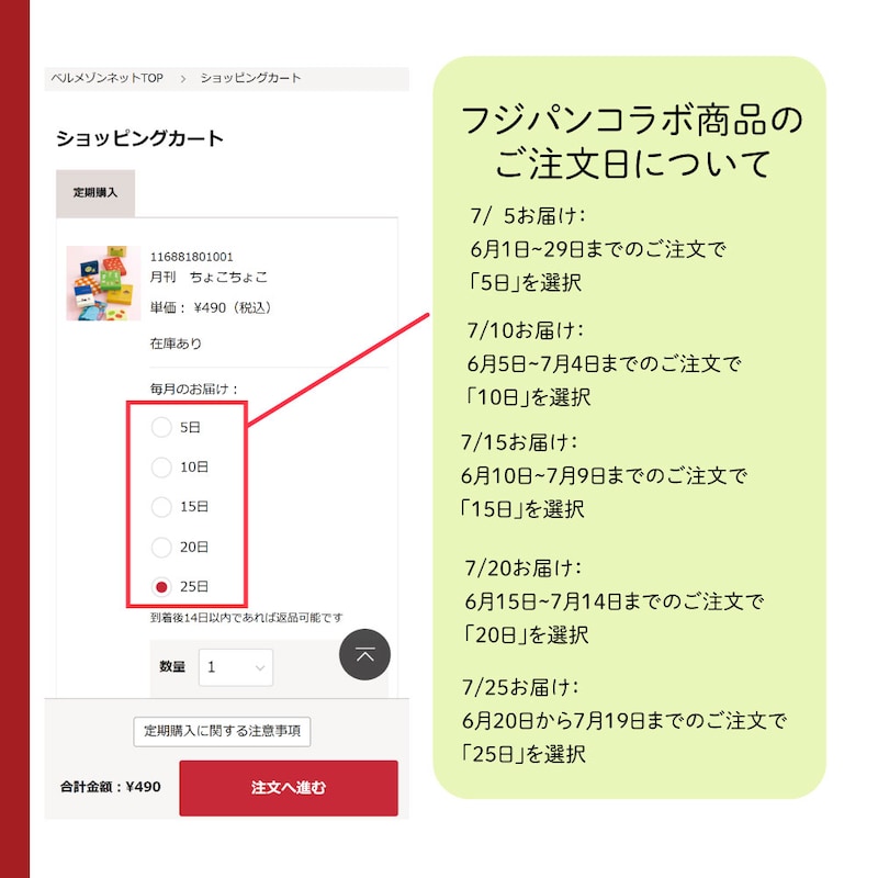 カート投入画面